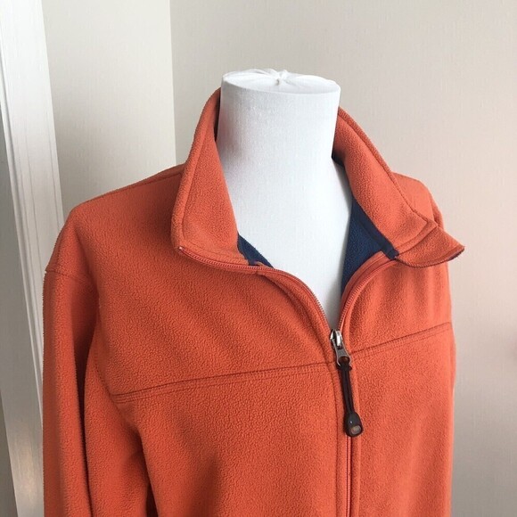 LL Bean Fleece Jacket Full Zip size S orange - Picture 4 of 9